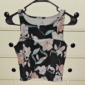 Decree Floral Black and Pink Crop Top